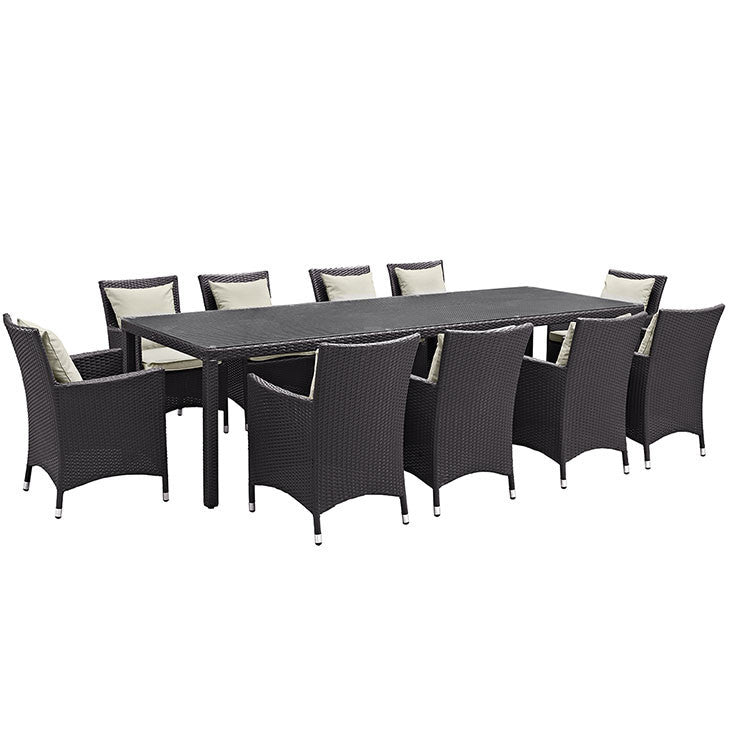 Convene 11 Piece Outdoor Patio Dining Set in Espresso Beige - onePage - 7