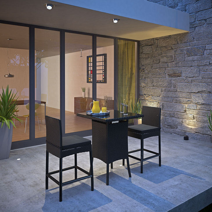 Cerveza 3 Piece Outdoor Patio Pub Set in Black Black - onePage - 4