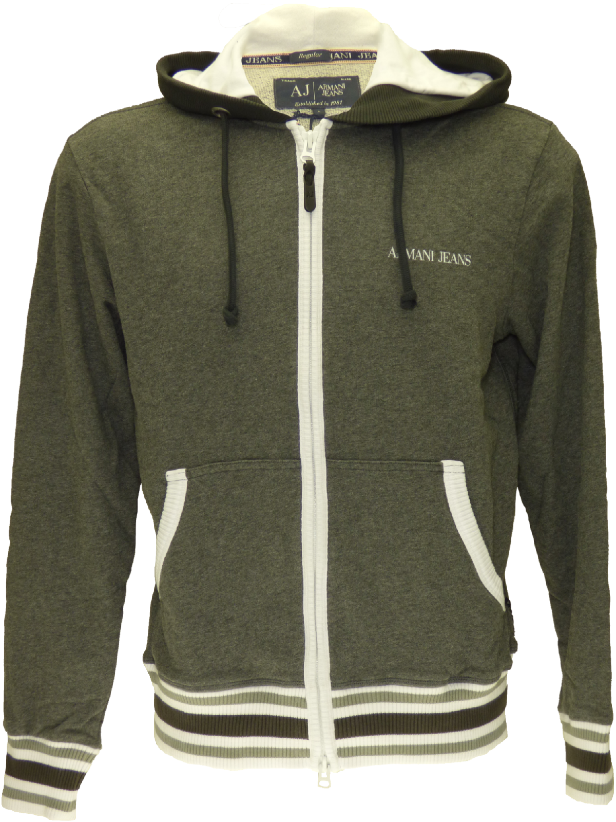 Armani SS15 full zip hoodie in dark grey mu00e9lange (XXL)-onePage