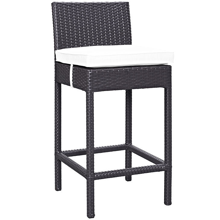 LIFT OUTDOOR PATIO FABRIC BAR STOOL IN ESPRESSO WHITE - onePage