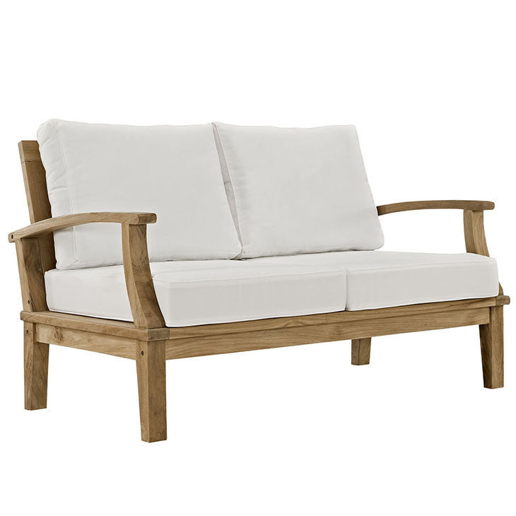 Marina Outdoor Patio Teak Loveseat in Natural White - onePage - 4