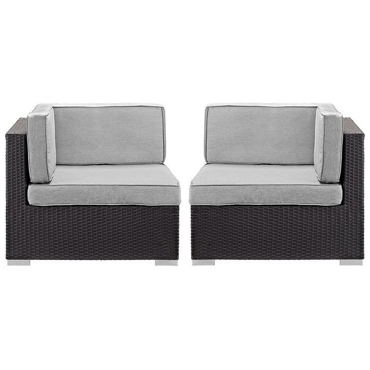 GATHER CORNER SECTIONAL OUTDOOR PATIO SET OF TWO IN ESPRESSO GRAY - onePage