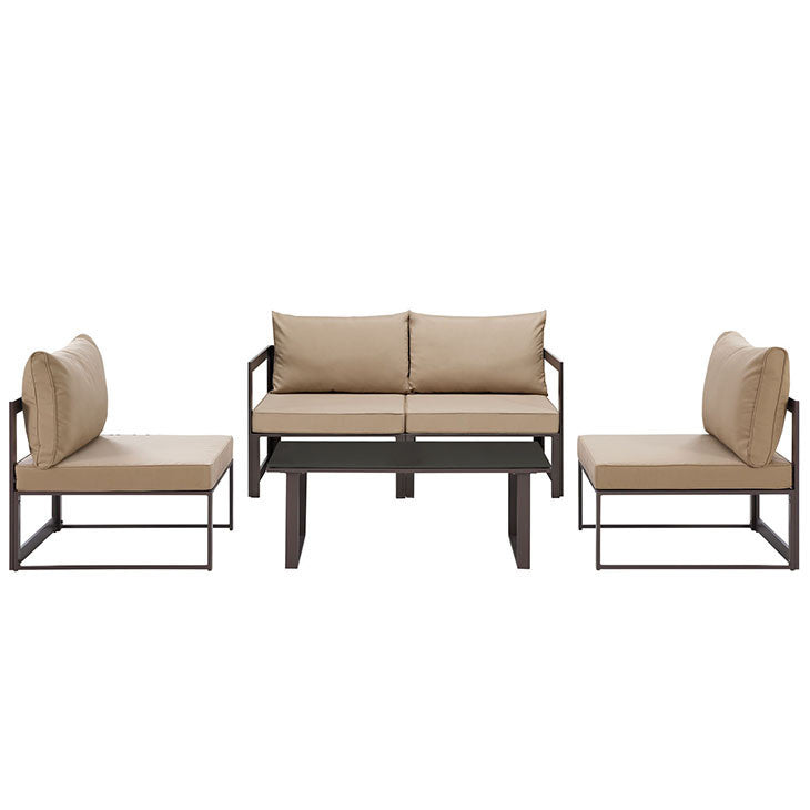 FORTUNA 5 PIECE OUTDOOR PATIO SECTIONAL SOFA SET IN BROWN MOCHA - onePage