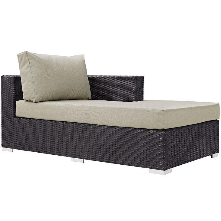 CONVENE OUTDOOR PATIO FABRIC RIGHT ARM CHAISE IN ESPRESSO BEIGE - onePage