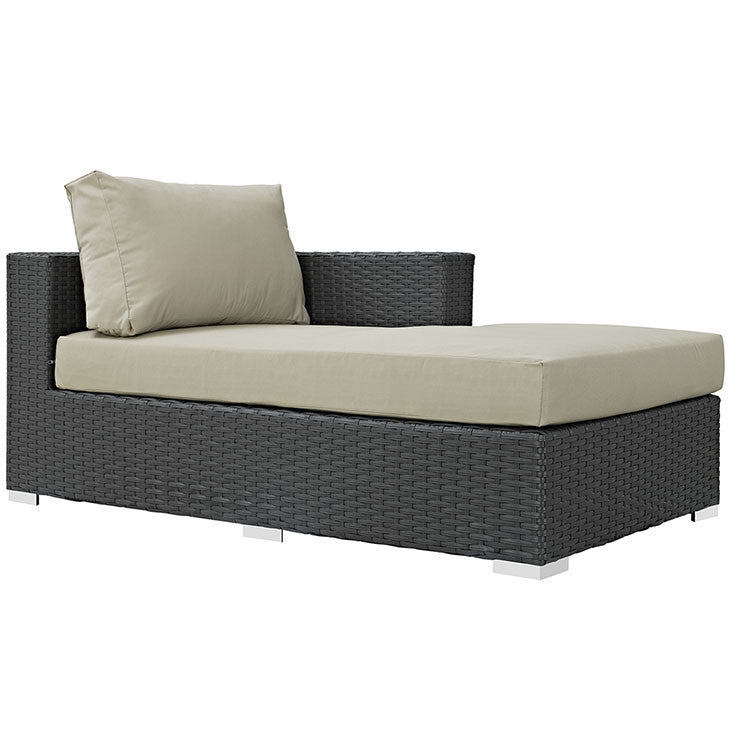 SOJOURN OUTDOOR PATIO FABRIC RIGHT ARM CHAISE IN SUNBRELLA® CANVAS ANTIQUE BEIGE - onePage