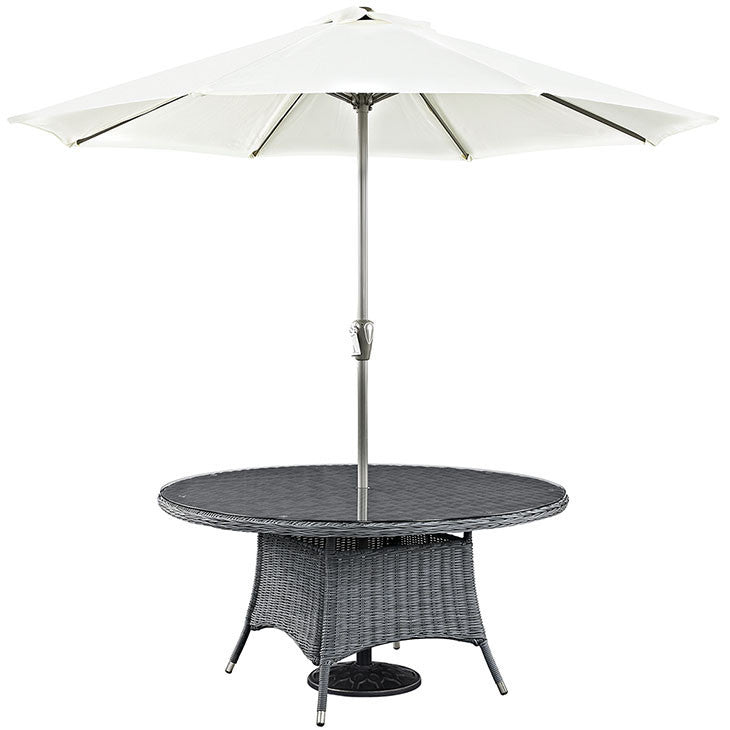 SUMMON 59" ROUND OUTDOOR PATIO DINING TABLE IN GRAY - onePage