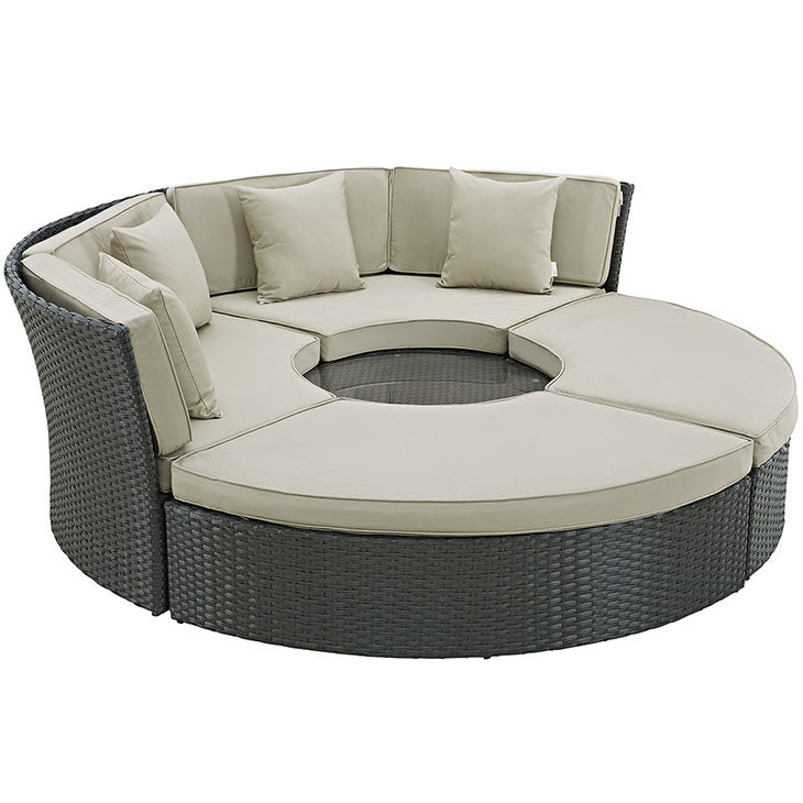 SOJOURN OUTDOOR PATIO DAYBED IN SUNBRELLA® ANTIQUE CANVAS BEIGE - onePage