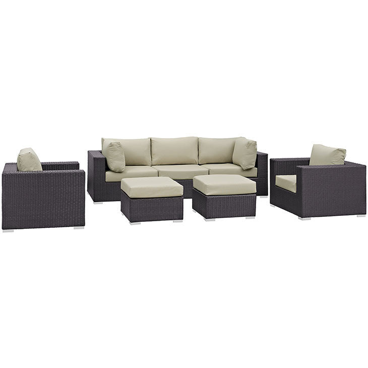 CONVENE 7 PIECE OUTDOOR PATIO SECTIONAL SET IN ESPRESSO BEIGE - onePage