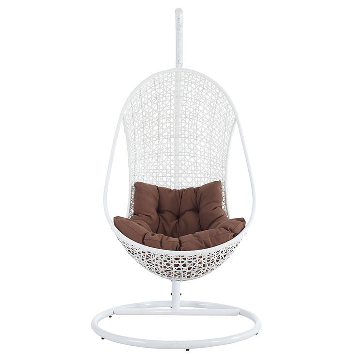 BESTOW SWING OUTDOOR PATIO LOUNGE CHAIR IN WHITE BROWN - onePage