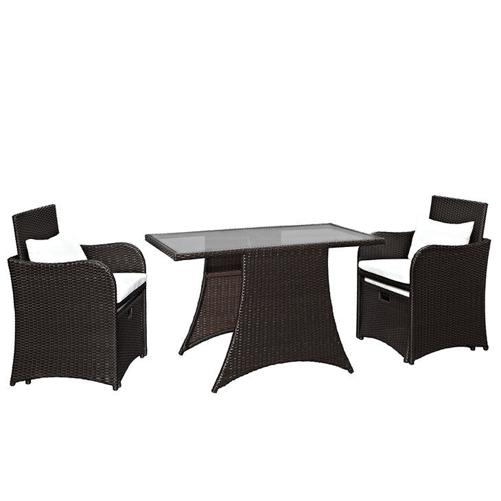 Artesia 5 Piece Outdoor Patio Dining Set in Brown White - onePage - 4