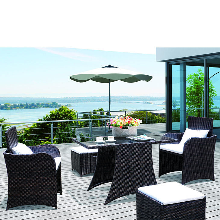 Artesia 5 Piece Outdoor Patio Dining Set in Brown White - onePage - 5