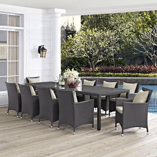 Convene 11 Piece Outdoor Patio Dining Set in Espresso Beige - onePage - 1