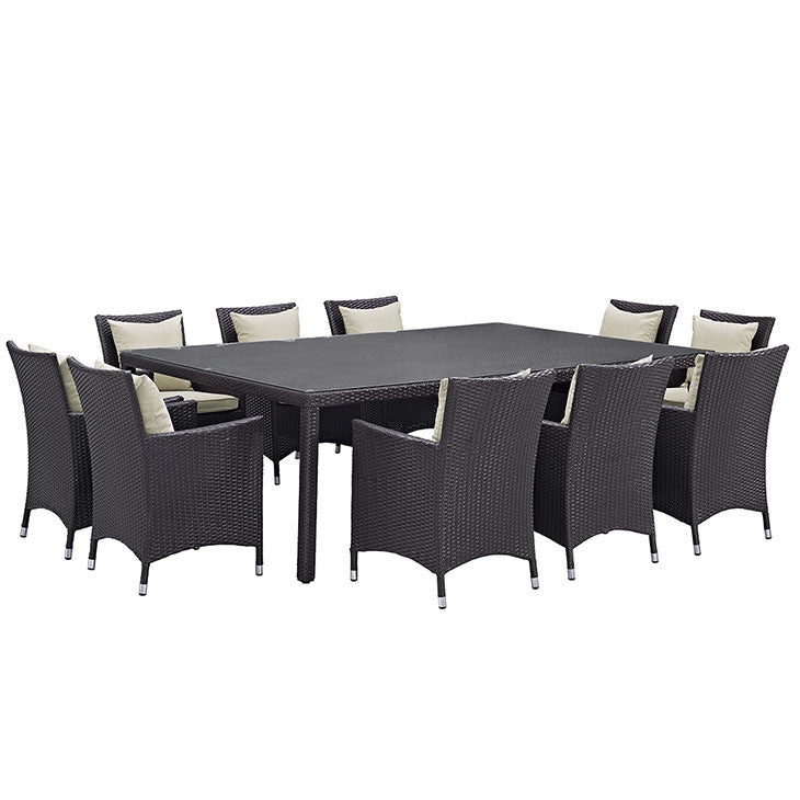 Convene 11 Piece Outdoor Patio Dining Set in Espresso Beige - onePage - 7