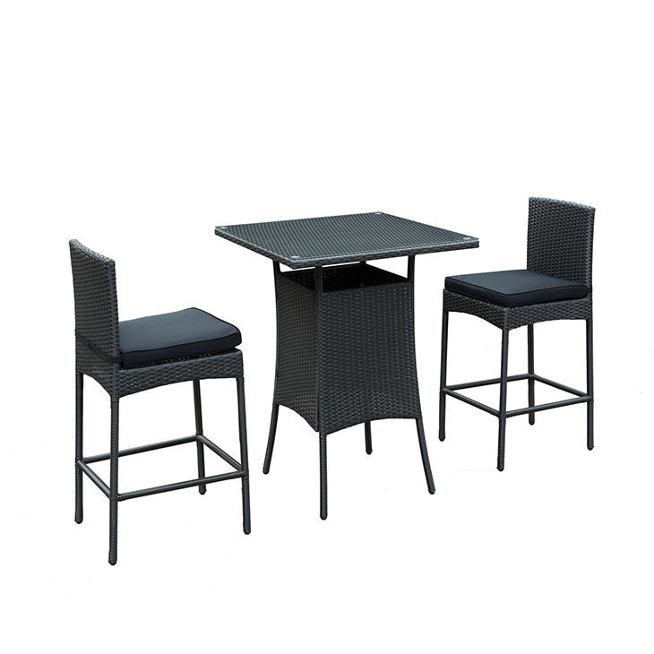 Cerveza 3 Piece Outdoor Patio Pub Set in Black Black - onePage - 3