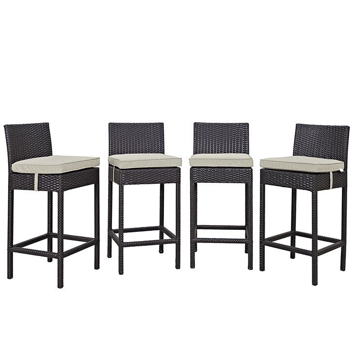 Convene 4 Piece Outdoor Patio Pub Set in Espresso Beige - onePage - 2