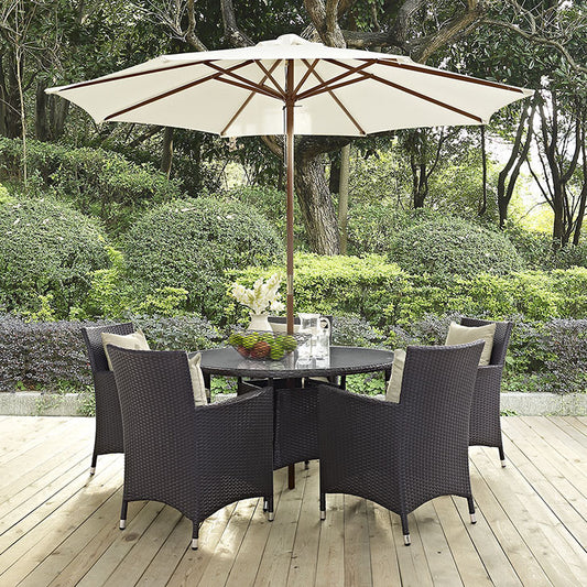 Convene 7 Piece Outdoor Patio Dining Set in Espresso Beige - onePage - 1