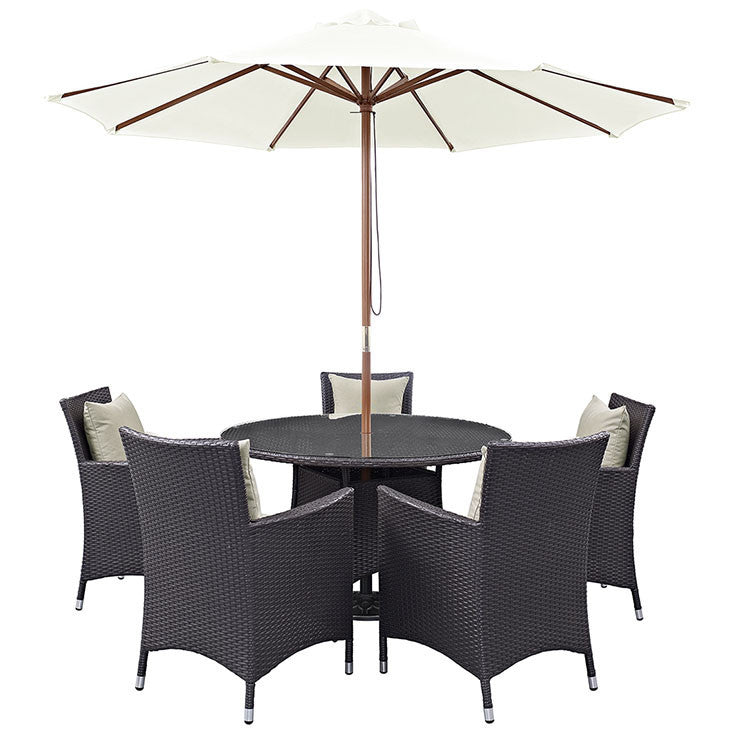Convene 7 Piece Outdoor Patio Dining Set in Espresso Beige - onePage - 6