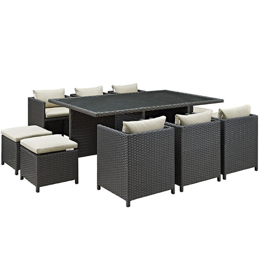 Sojourn 11 Piece Outdoor Patio Dining Set in Sunbrella® Antique Canvas Beige - onePage - 1