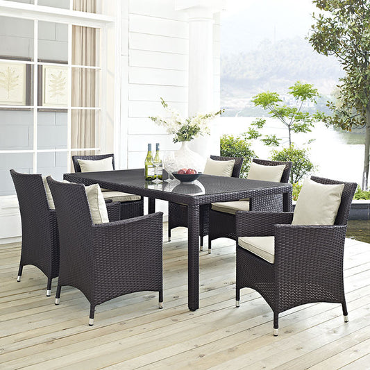 Convene 7 Piece Outdoor Patio Dining Set in Espresso Beige - onePage - 1