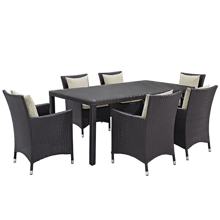Convene 7 Piece Outdoor Patio Dining Set in Espresso Beige - onePage - 7