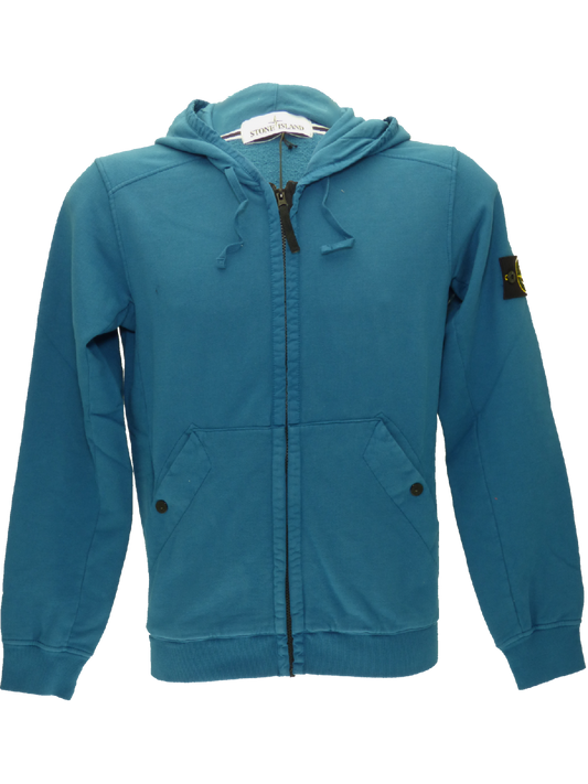 Stone Island SS15 Full Zip Hooded Sweatshirt in Blue(M) - onePage
