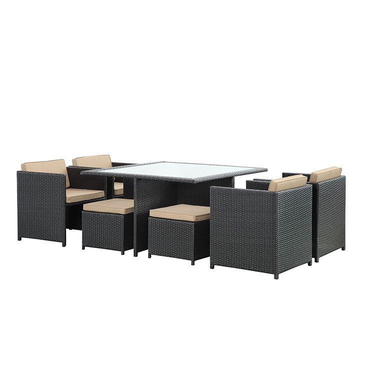 Inverse 9 Piece Outdoor Patio Dining Set in Espresso Mocha - onePage - 1