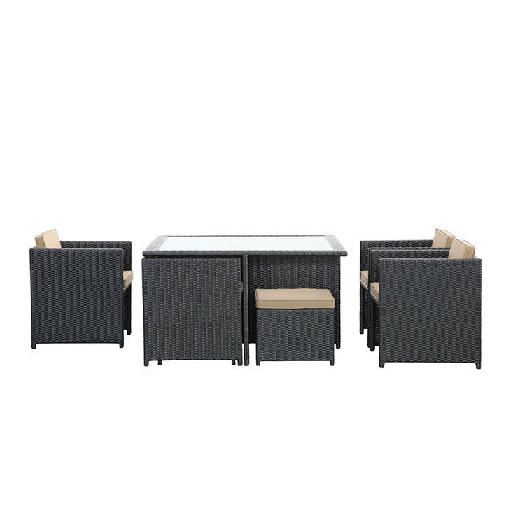 Inverse 9 Piece Outdoor Patio Dining Set in Espresso Mocha - onePage - 2