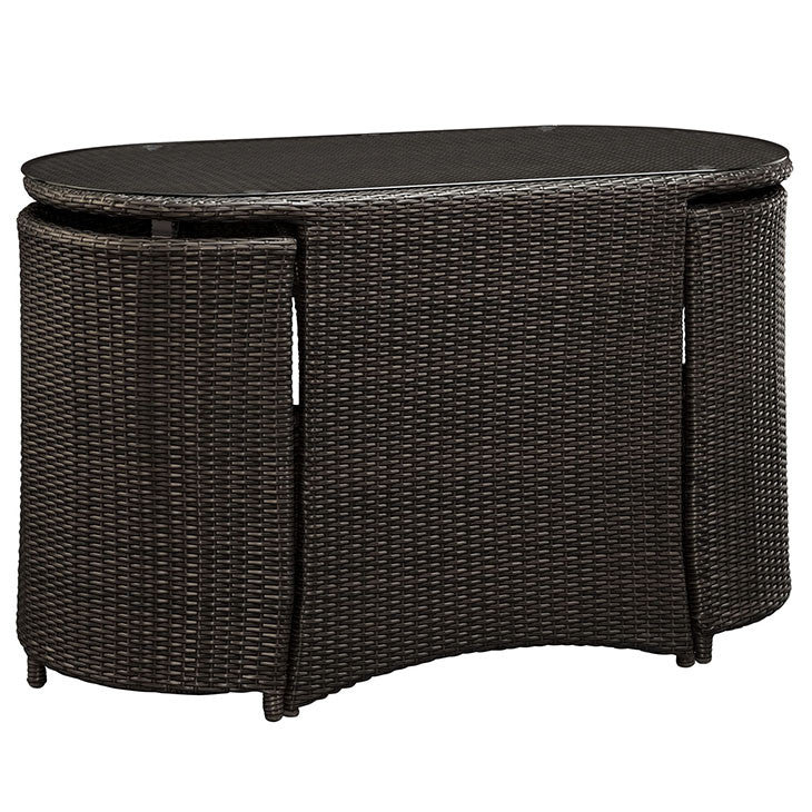 Katonti 3 Piece Outdoor Patio Dining Set in Brown White - onePage - 1