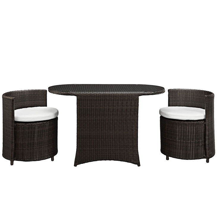 Katonti 3 Piece Outdoor Patio Dining Set in Brown White - onePage - 2
