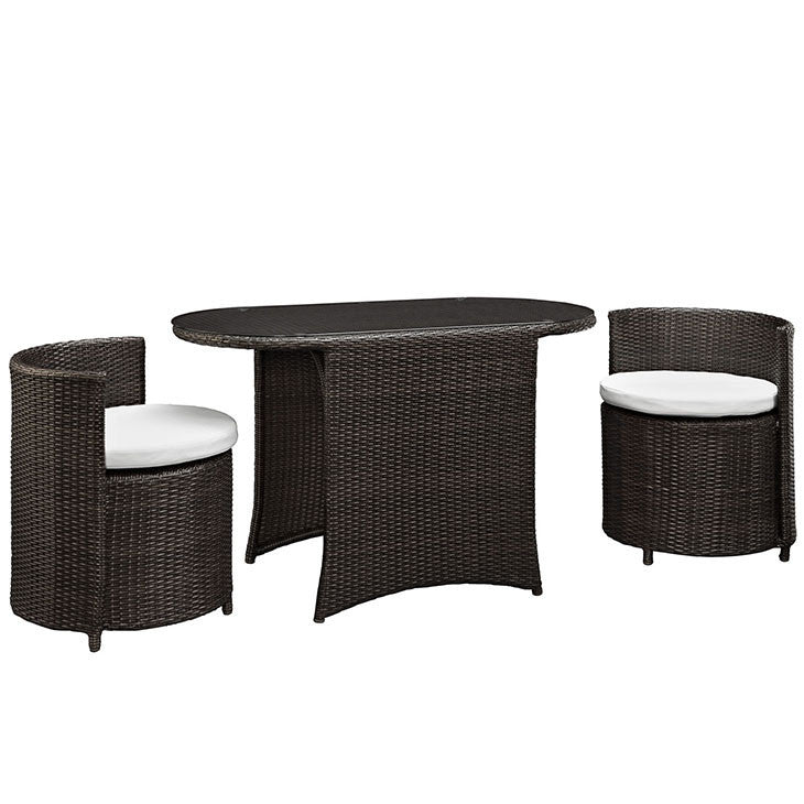 Katonti 3 Piece Outdoor Patio Dining Set in Brown White - onePage - 3