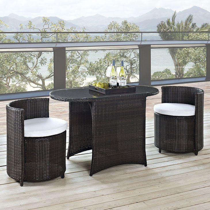 Katonti 3 Piece Outdoor Patio Dining Set in Brown White - onePage - 4