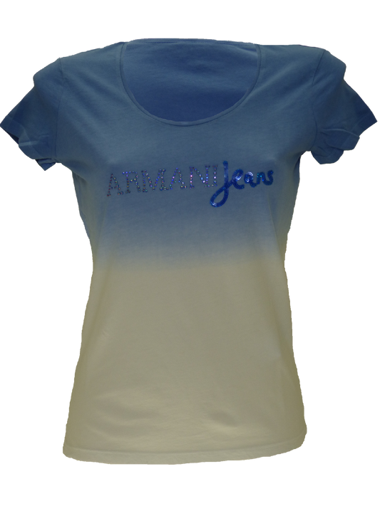 Armani SS15 ladies two-tone T-Shirt in Blue/White(42)-onePage