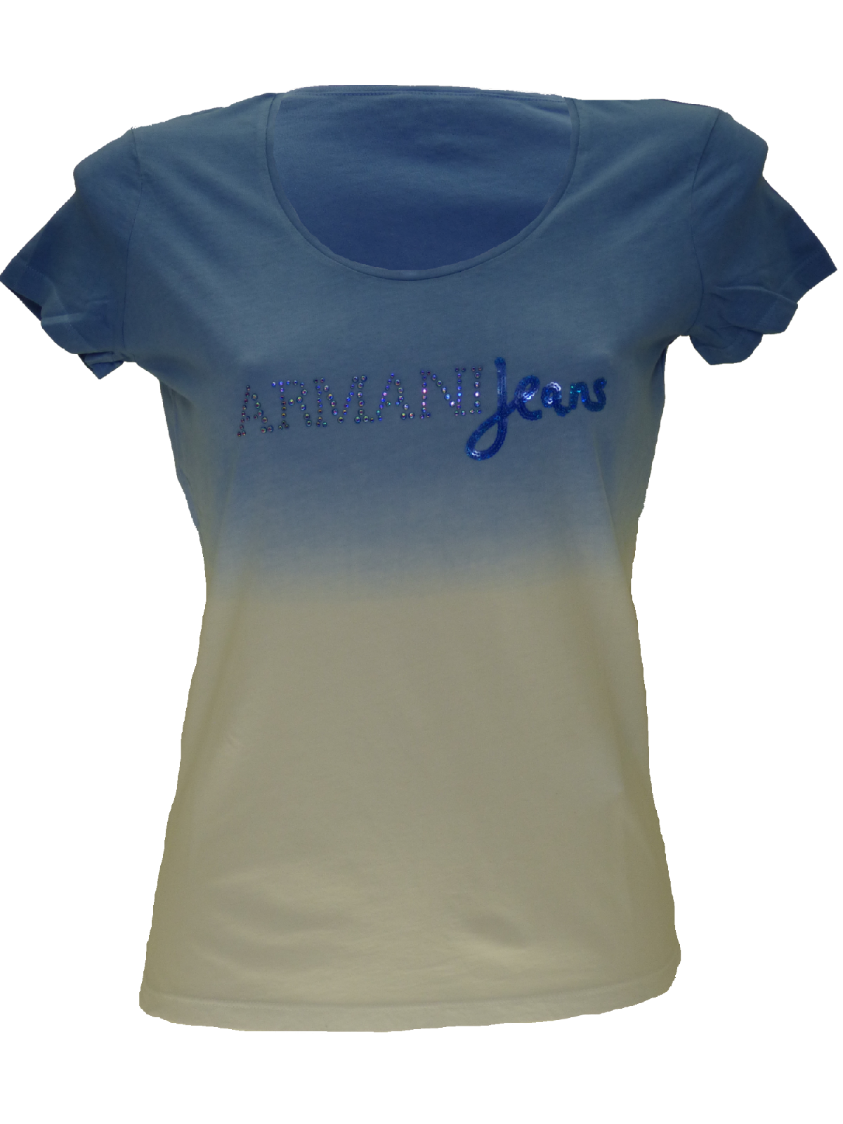 Armani SS15 ladies two-tone T-Shirt in Blue/White(44)-onePage