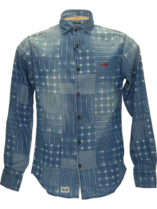 Armani SS15 long sleeved shirt in sky/white fantasy(L)-onePage