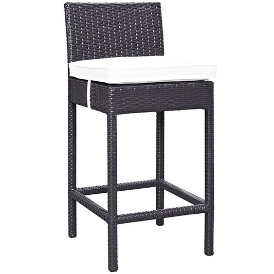 LIFT OUTDOOR PATIO FABRIC BAR STOOL IN ESPRESSO WHITE - onePage