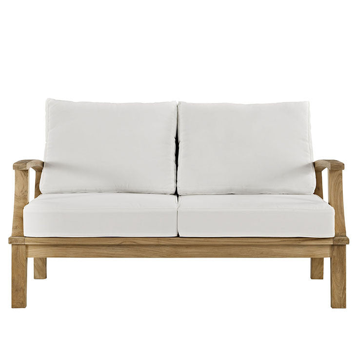 Marina Outdoor Patio Teak Loveseat in Natural White - onePage - 3