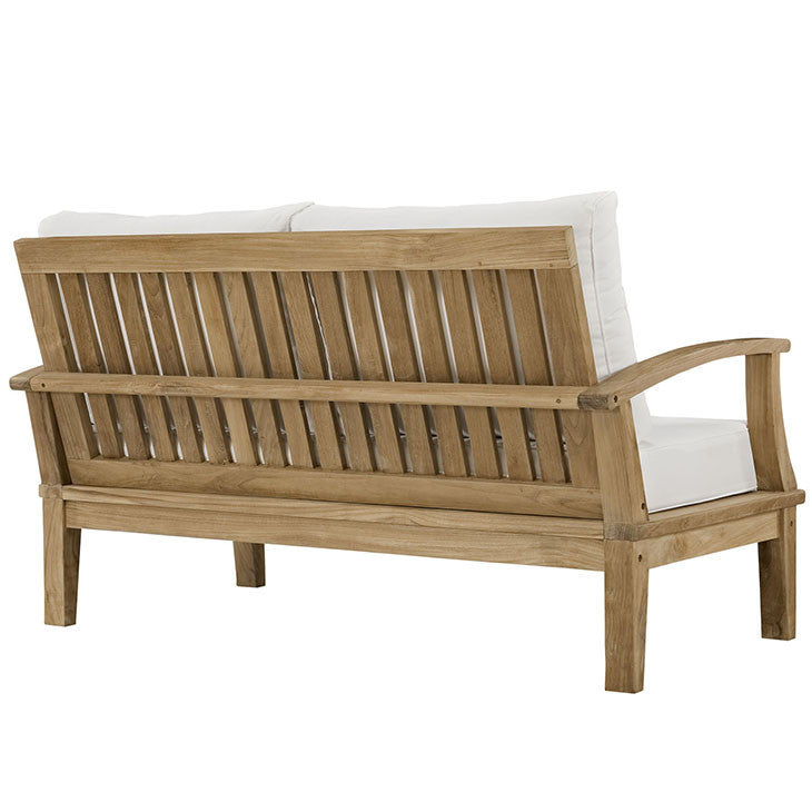 Marina Outdoor Patio Teak Loveseat in Natural White - onePage - 2