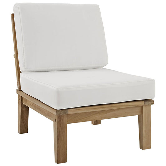 MARINA ARMLESS OUTDOOR PATIO TEAK SOFA IN NATURAL WHITE - onePage - 1