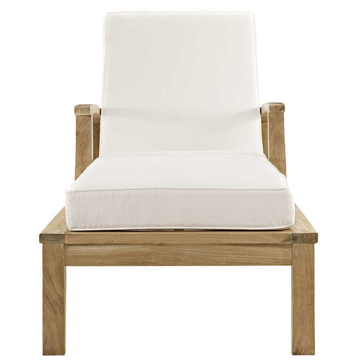 MARINA OUTDOOR PATIO TEAK SINGLE CHAISE IN NATURAL WHITE - onePage - 2