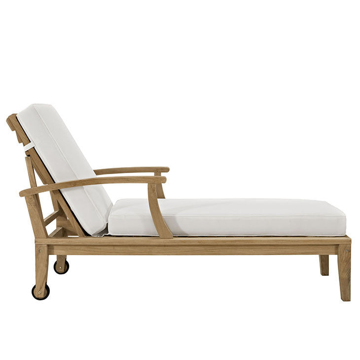 MARINA OUTDOOR PATIO TEAK SINGLE CHAISE IN NATURAL WHITE - onePage - 3