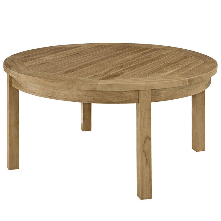 Marina Outdoor Patio Teak Round Coffee Table in Natural - onePage - 1