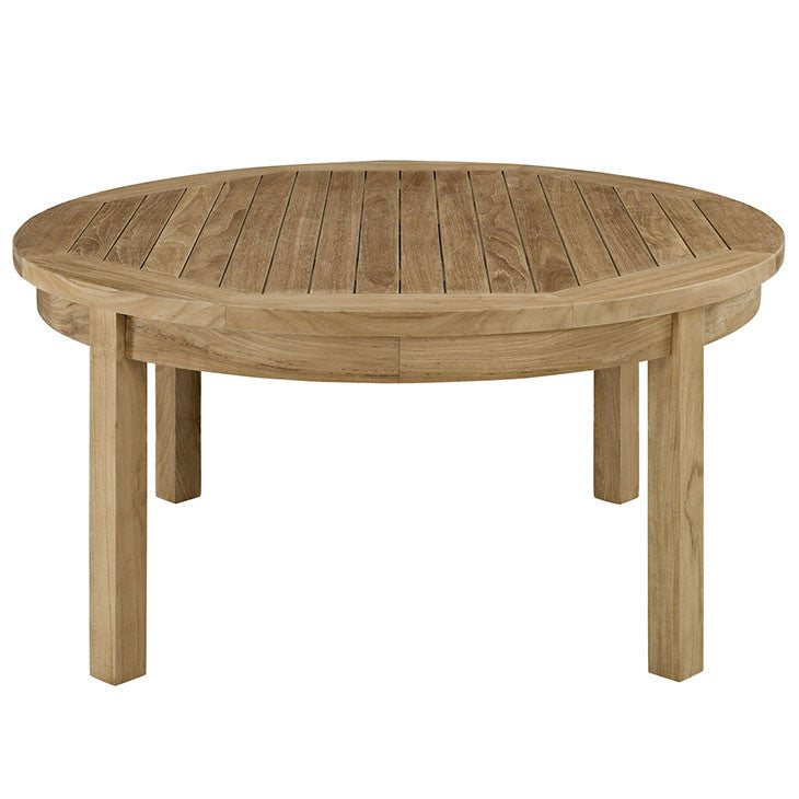 Marina Outdoor Patio Teak Round Coffee Table in Natural - onePage - 4