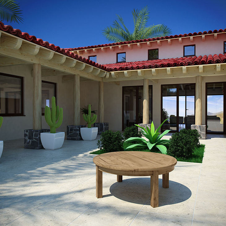 Marina Outdoor Patio Teak Round Coffee Table in Natural - onePage - 2