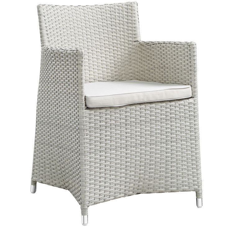JUNCTION DINING OUTDOOR PATIO ARMCHAIR IN GRAY WHITE - onePage