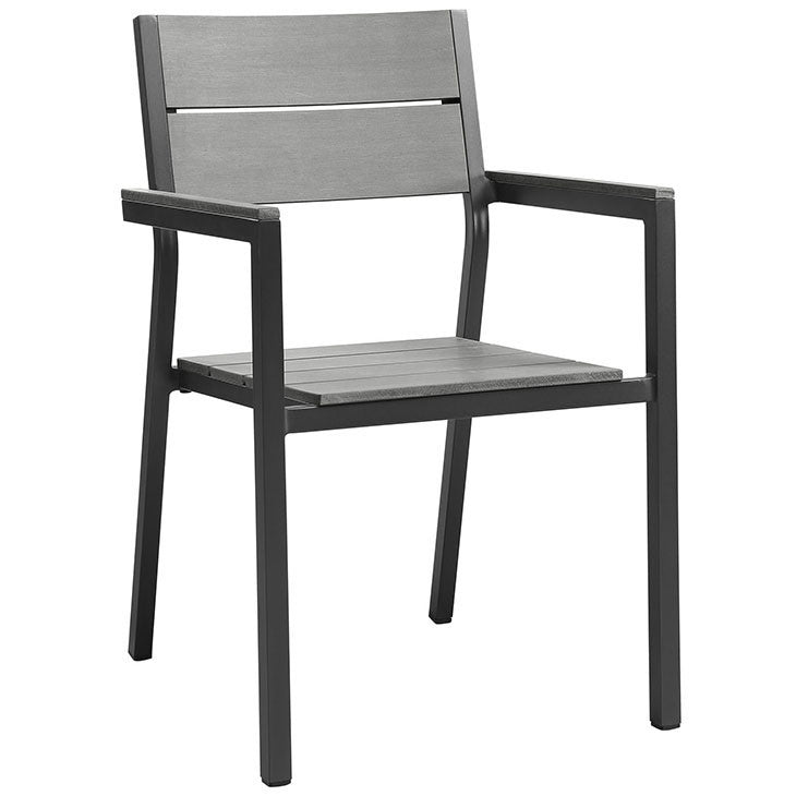 MAINE DINING OUTDOOR PATIO ARMCHAIR IN BROWN GRAY - onePage