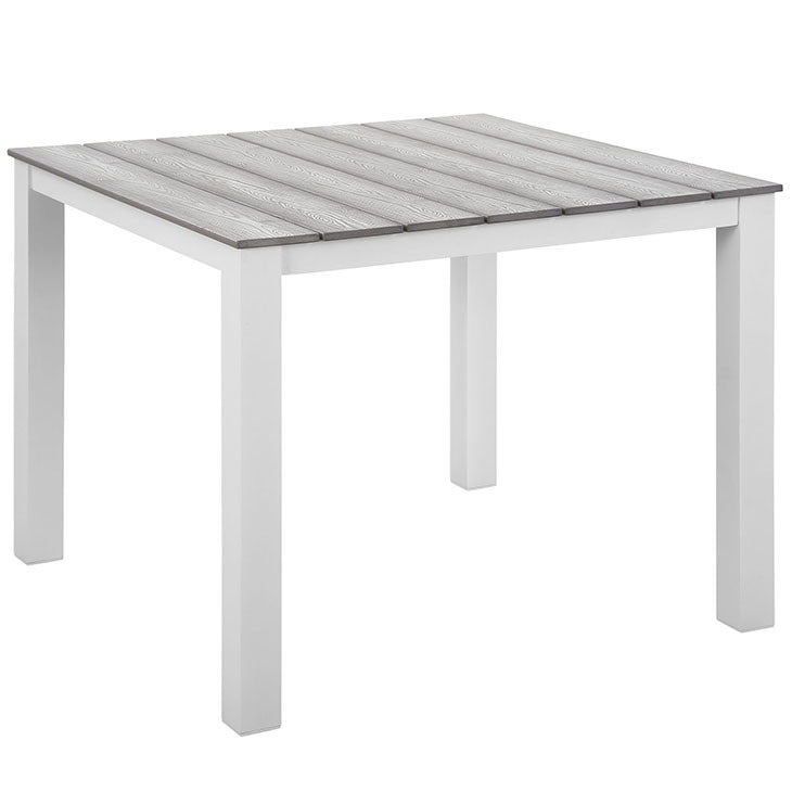 Maine 40" Outdoor Patio Dining Table in White Light Gray - onePage - 1