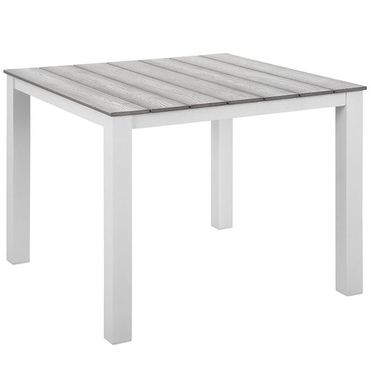 Maine 40" Outdoor Patio Dining Table in White Light Gray - onePage - 1