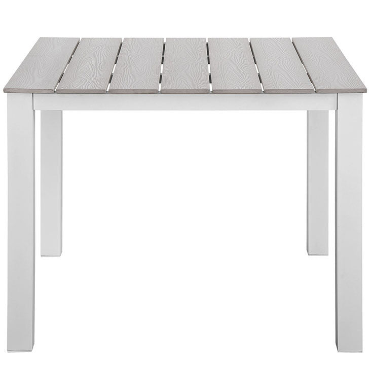 Maine 40" Outdoor Patio Dining Table in White Light Gray - onePage - 2