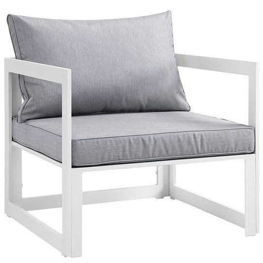 FORTUNA OUTDOOR PATIO ARMCHAIR IN WHITE GRAY - onePage