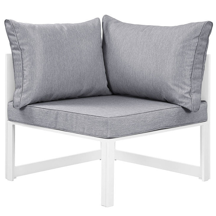 FORTUNA CORNER OUTDOOR PATIO ARMCHAIR IN WHITE GRAY - onePage